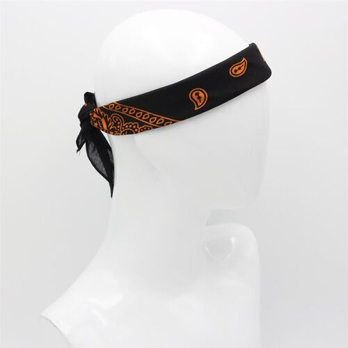Black With Orange Paisley Cotton Bandanas Men Hiphop Headban