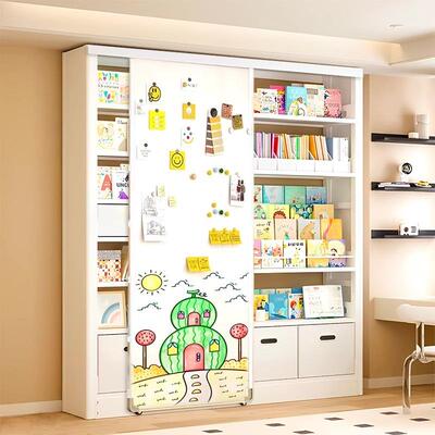 Steel bookshelf with whiteboard door combination bookshelf