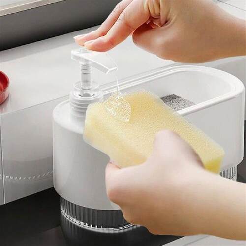 Dish Soap Dispenser with Sponge Holder 2 in 1 Hand and Dish