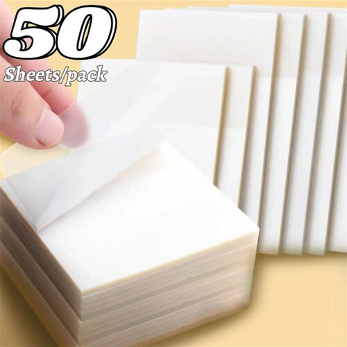 50 Sheets Transparent Sticky Notes See Through Waterproof Se