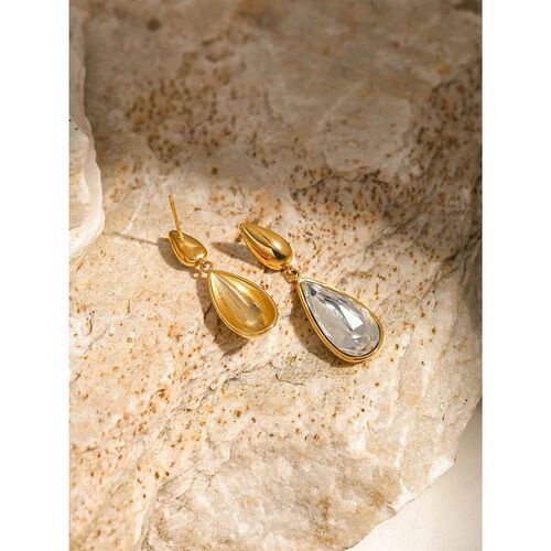 Stainless Steel Minimalist Smooth Drop-shaped Pendant Earrin
