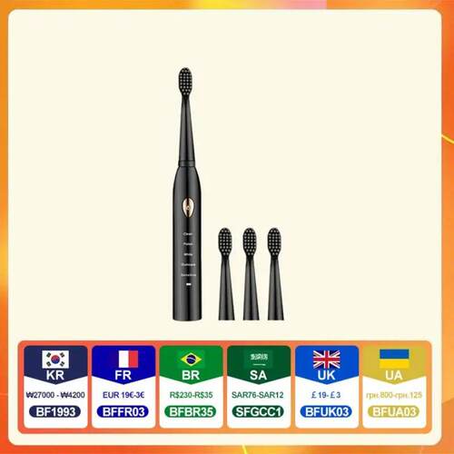 Jianpai Adult Black White Classic Acoustic Electric Toothbru