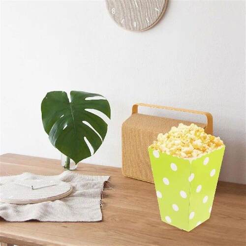 24 Pcs Popcorn Buckets Movie Boxes Green Dots Party