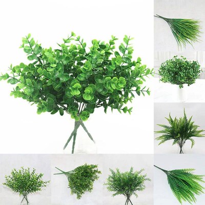 Artificial Plants Fake Leaf Foliage Bush Home Office Garden
