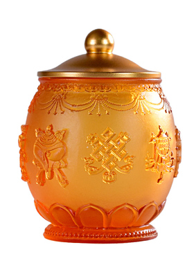 家用供奉佛前圣水杯古法琉璃八吉祥小供杯观音净水杯贡杯三杯连座