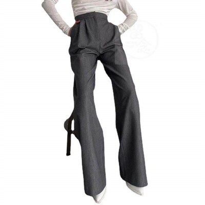 -Womens gray office womens pants ins mopping the floor cas