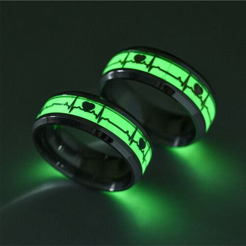Stainless Steel Luminous Finger Rings For Couples Glow In Da