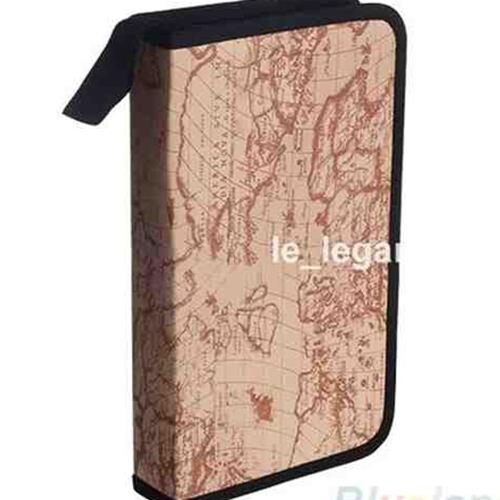 World Map Pattern CD VCD DVD 80 Discs Storage Holder Case W