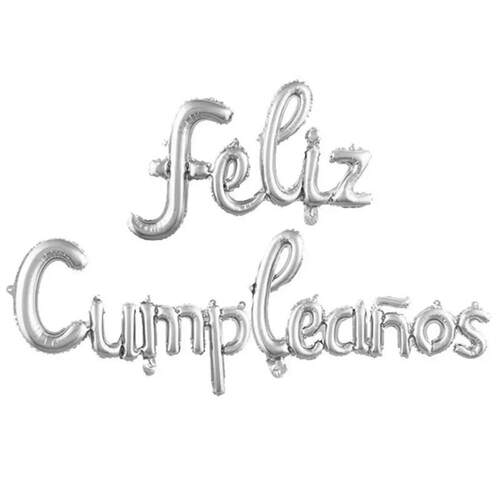Spanish Happy Birthday Letters Balloons Lowercase Conjoined