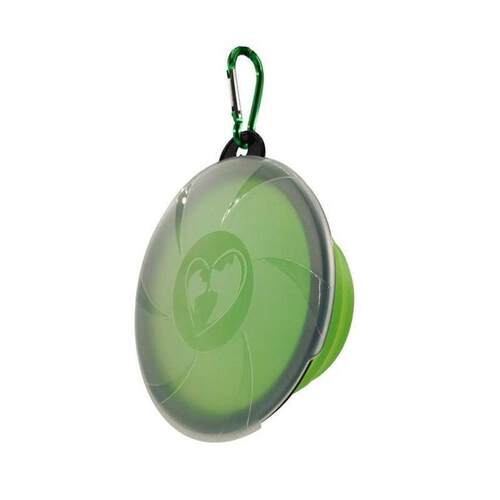 Collapsible Pet Cat Dog Bowl with Lid Silicone Food Water Tr