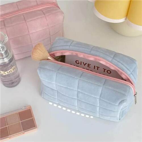 Solid Fur Cosmetic Storage Bag Large Women Zipper Makeup Org