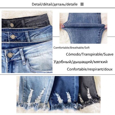 2023 New Pencil Pants Ripped Slim Fit High Waist Vintage Sre
