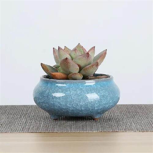 1Piece Ice-Crack Ceramic Flower Pots For Juicy Plants Small