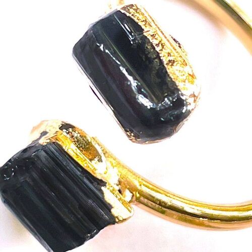 Natural Black Tourmaline Antique Adjustable Ring Reiki  Heal