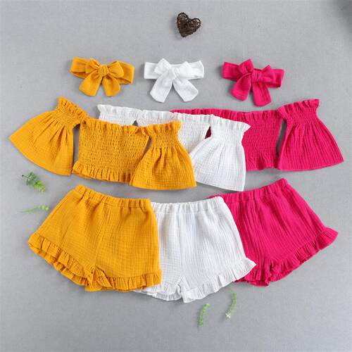 1-6Y Summer Fashion Kid Baby Girls Clothes Sets Short Sleeve