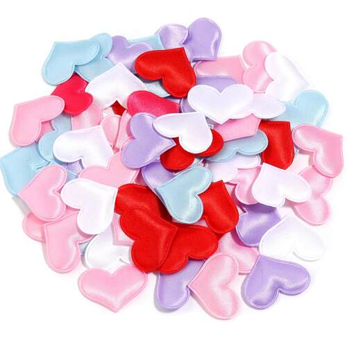 50/100Pcs Padded Fabric Throwing Petals Love Heart Table Tab