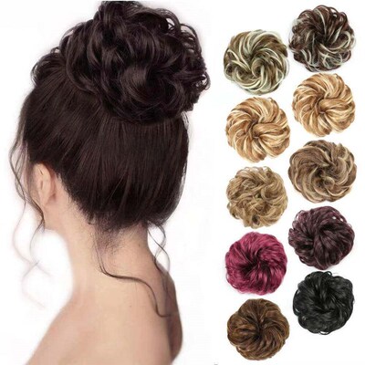 Synthetic Hair Bun Extensions Messy Curly Elastic Hair