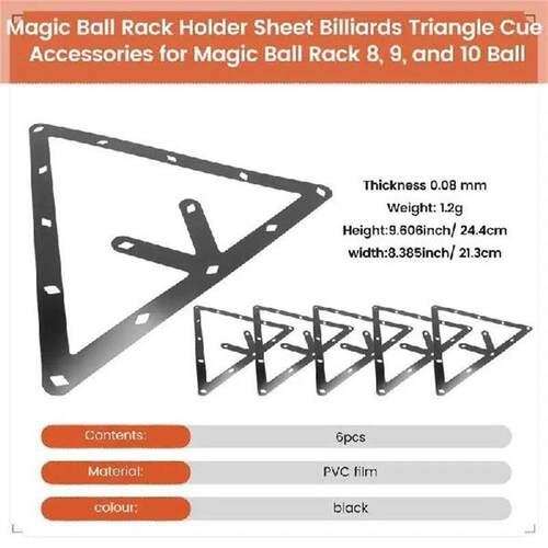 6PCS Magic Ball Rack Holder Sheet Billiards Triangle Cue