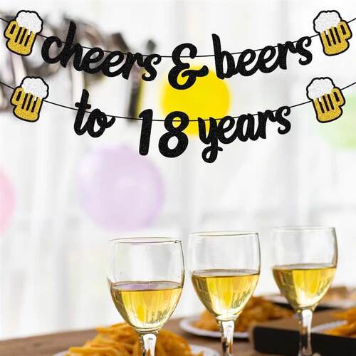 Glitter Black Cheers & Beers to 30 Years Banner Birthday Cel