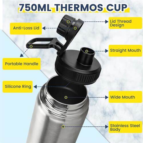 750ML Thermal Water Bottle Keep Cold and Hot Water Bottle Th