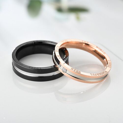 Fashion personality titanium steel couple ring Tanabata fest