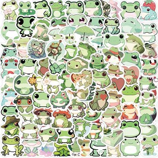 100PCS Cute Little Frog PVC Sticker Aesthetic Stationery Sch