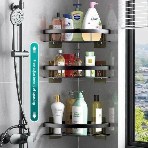 Bathroom Nail-free Shelf Shower Corner Shelf Aluminum Shampo