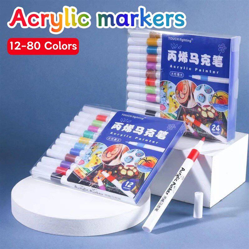 Acrylic Marker 24-80 Colors Pen Set for Draw Sketching Oily图片