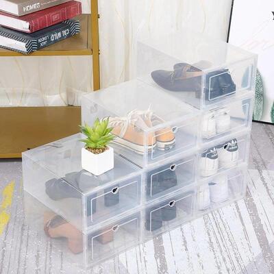 PP thickened plic shoe box for storage flap drawer type