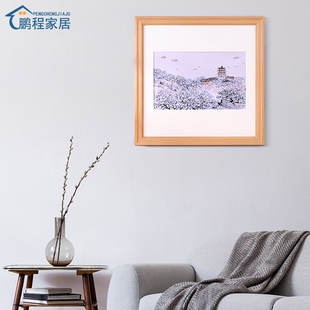 实木正方形画框定制挂墙装裱国画相框任意尺寸圆形卡纸书法边框架