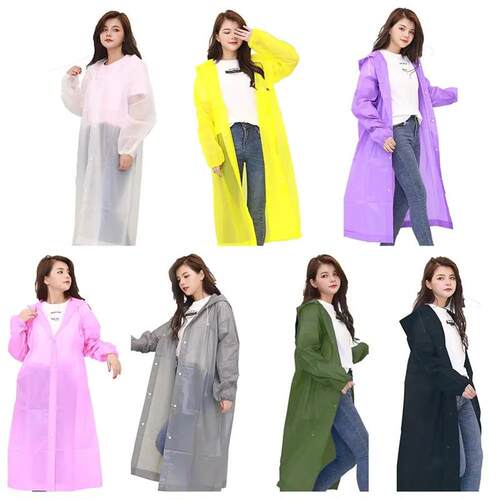 Black Fashion Adult Waterproof Long Raincoat Women Men Rain