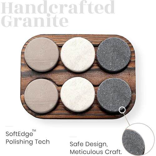 6Pcs Whiskey Chilling Stones Reusable Ice Cubes Set Granite