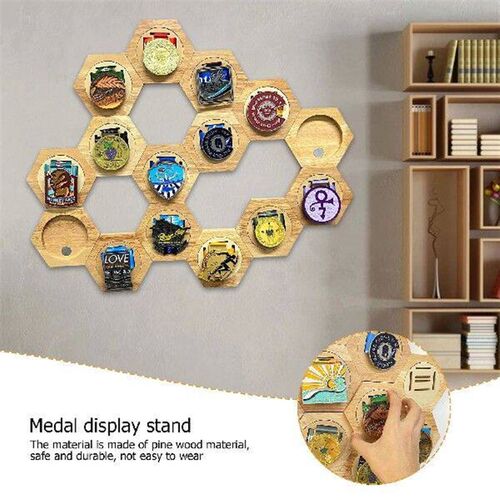 Honeycomb Combination Medal Display Stand Hexagonal Wood