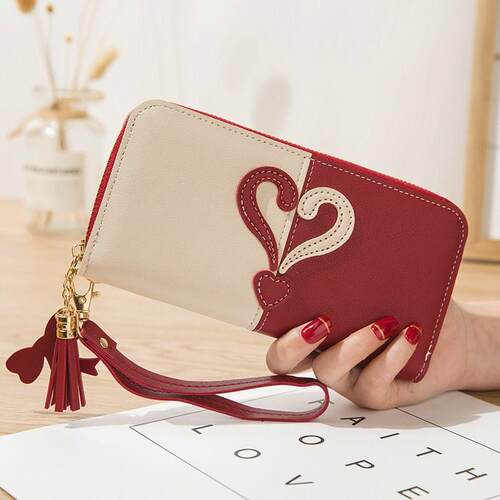 New Womens Heart Multi-function Wallet Money Bag Lady Long