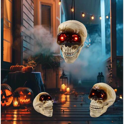 Motion Sensor Animated Skull Head with LED Scream Halloween