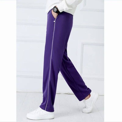 Purple Unisex New Track Pants Casual Sweatpants mens Striped