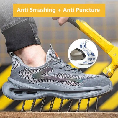 summer breathable work shoes with iron toe anti puncture sec
