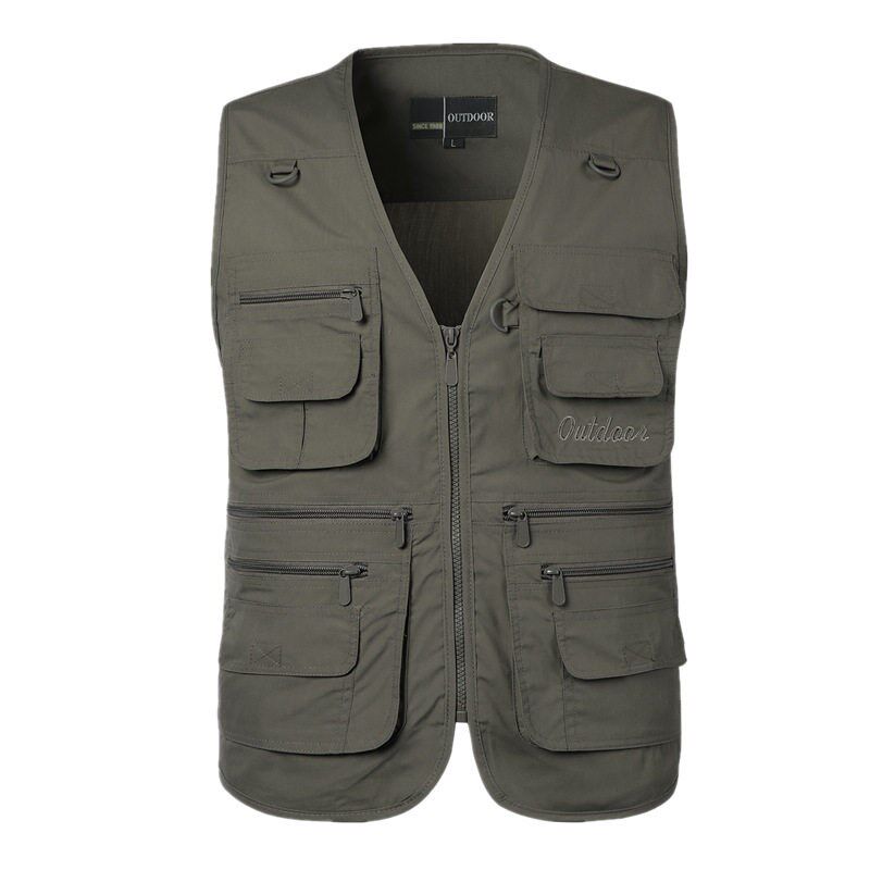 4 Wear Middle-aged Mens Multi-pocket Thin Waistcoat Leisure图片