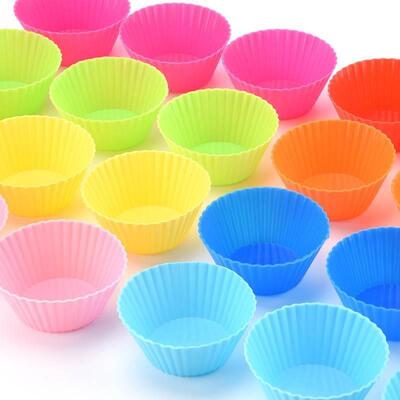12pcs Silicone Cake Mold Round Muffin Cupcake Baking 蛋糕模