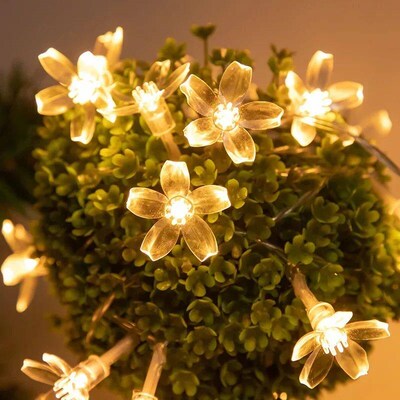 Led Fairy Light Strings Crystal Cherry Blossom Garland Indoo