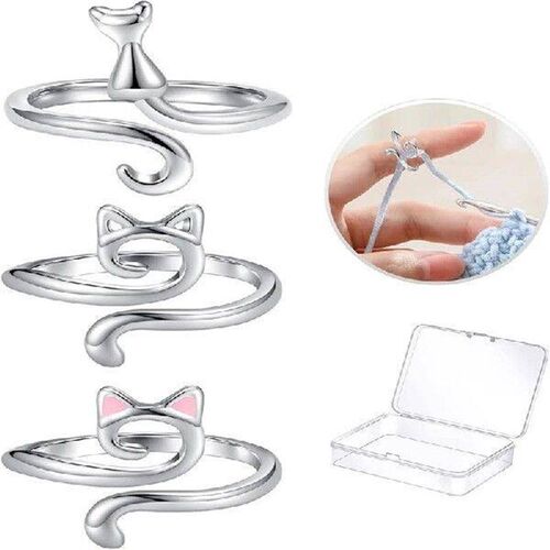 Yarn Ring Cat Ears Adjustable Size Crochet Ring Beginner