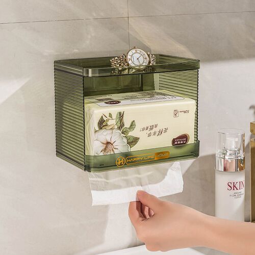 Wall Mounted Tissue Box Dispenser No Drill Bathroom Toilet F