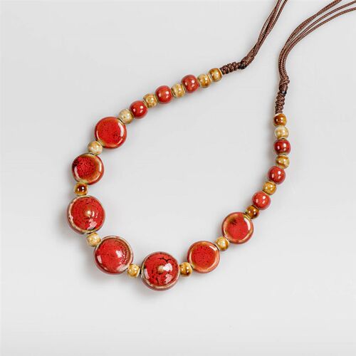 Colorful Disssed Retro Irregular Ceramic Beads Gift Neckalce