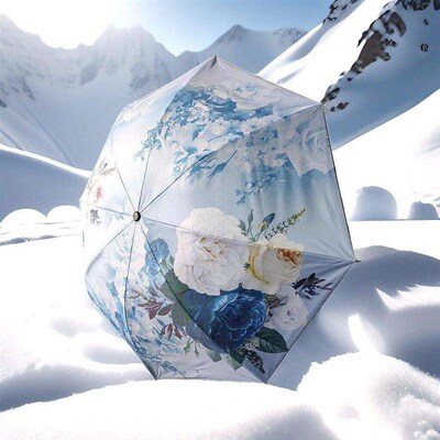 Ice Blue Flower Umbrella