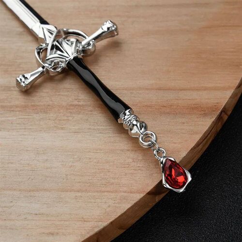 Creative Sword Ruby Pendant Hairpins Vintage Chinese Style S