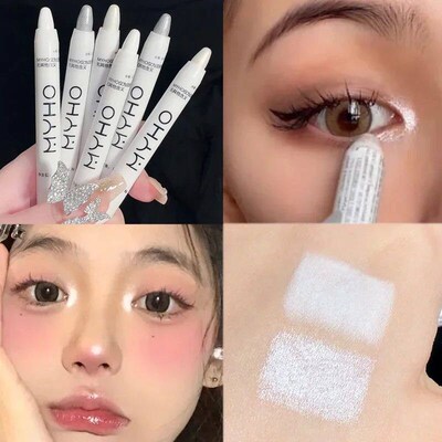 Pearlescent White Lying Silkworm Highlighter Pen Waterproof