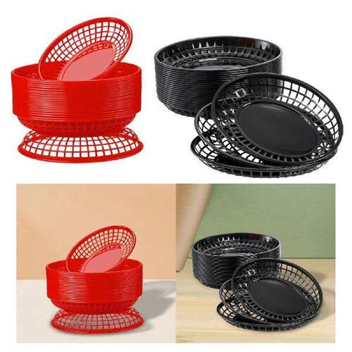 24Pcs Oval Food Baskets Storage Basket Bins Platters Bread