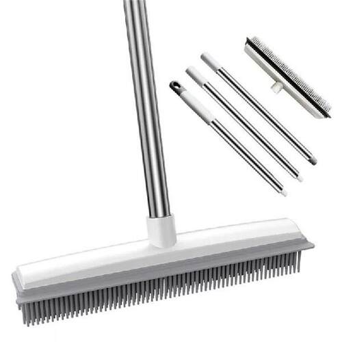 ABKY-Rubber Broom With Squeegee And Adjustable Long Handle