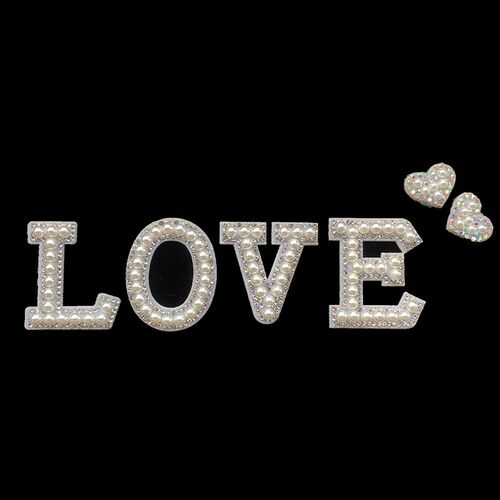 1Pcs 3D White Bottom Pearl Letter Patches English Alphabet R