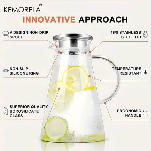 Water Jug Transparent Heat-Resistant Glass Cold Water Kettle